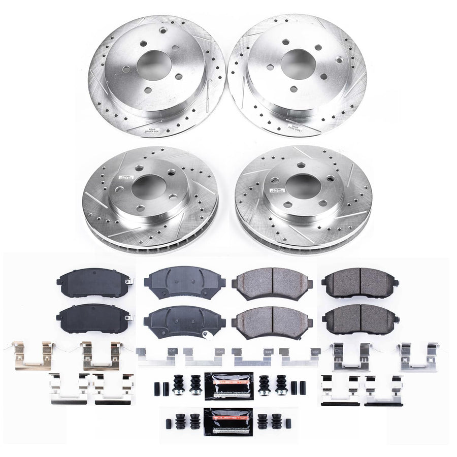 Power Stop K9142 Z23 Carbon-Fiber Ceramic Brake Pads and Drilled and Slotted Rotors Brake Kit For Oldsmobile Silhouette 2002-2004 [Application Specific]