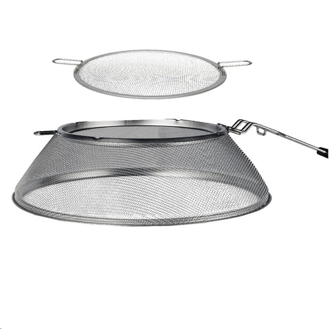 Hotshot 25" Wood Burning Fire Pit Mesh Screen Silver Round Stainless Steel
