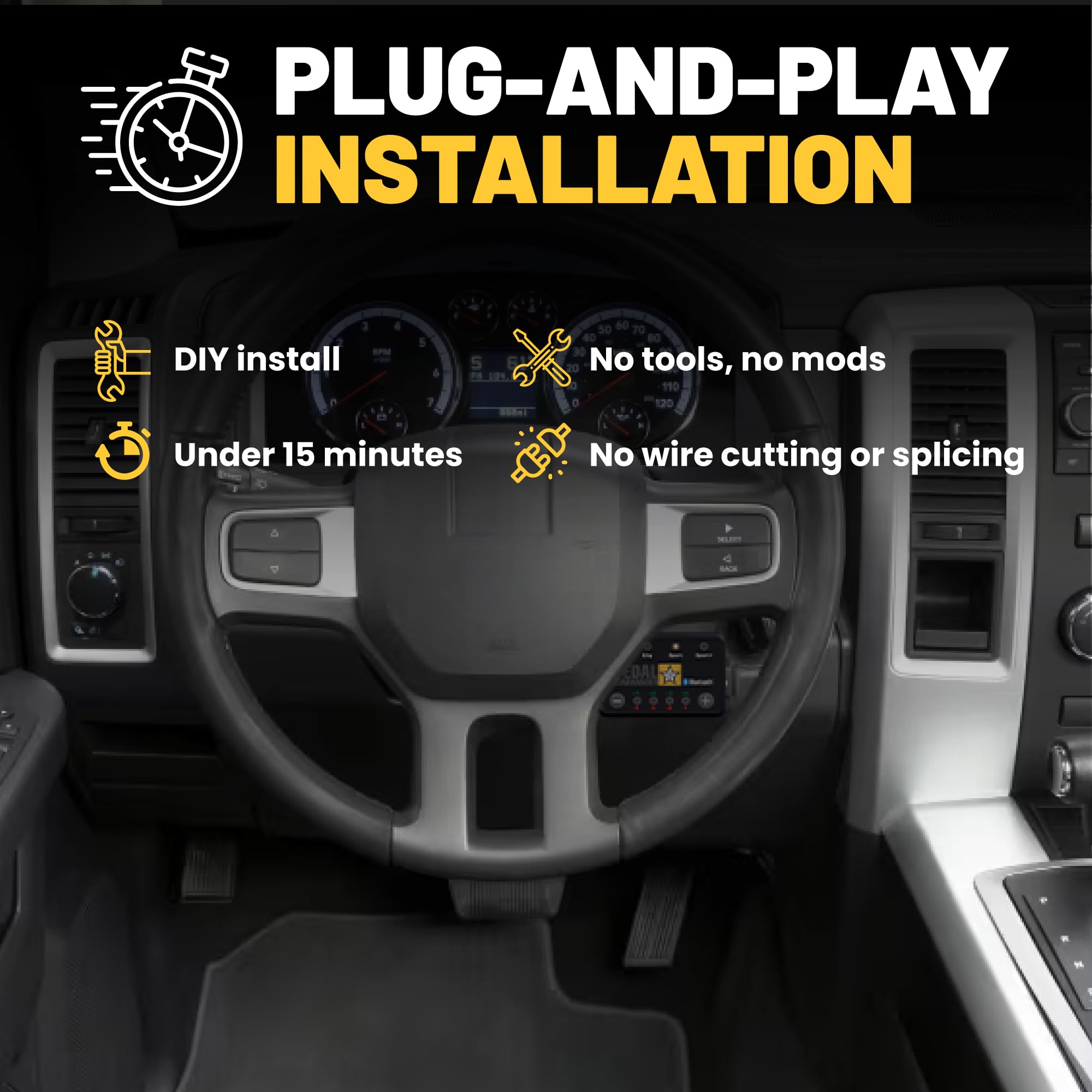 Throttle Response Controller PEDAL COMMANDER for Ram Truck 2007-2018 Dodge Gas & Diesel (Not Compatible w/ 2011-2014 HO) - Plug-and-Play Throttle Controller, App Control, Ram Accessories