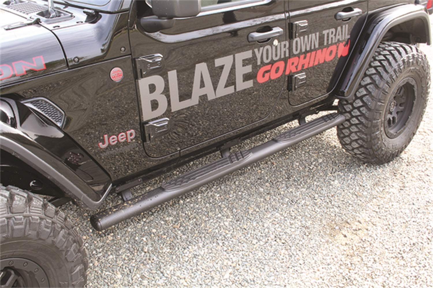 4" Go Rhino Oval 1000 Series Sidesteps | 73", Galvanized Steel, Textured Black | 10473T