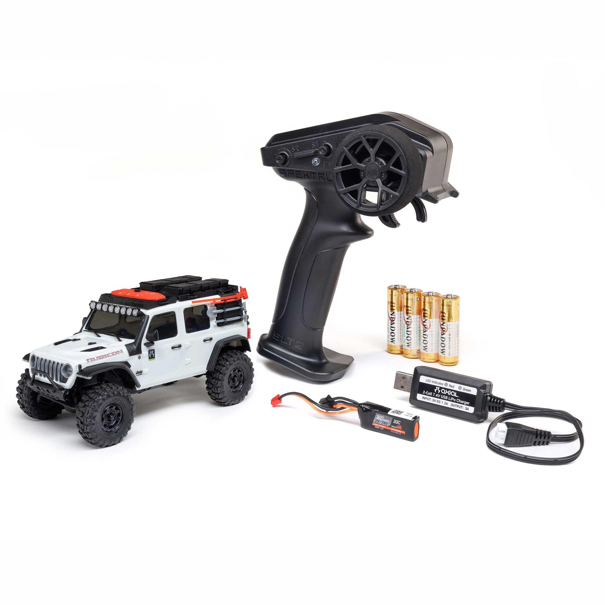Axial 1/30 RC Truck SCX30 Jeep Wrangler JLU 4X4 RTR Brushed Rock Crawler (Battery & Charger Included), White, AXI-2261T2