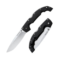 Cold Steel Drop Point Extra Large Voyager / 12 1/4" Overall / 5 1/2" Blade / 4MM Thick / 6 3/4" Long GRIV-EXHANDLE / AUS10A Steel/Ambi Belt Clip/Blister Packed,Black