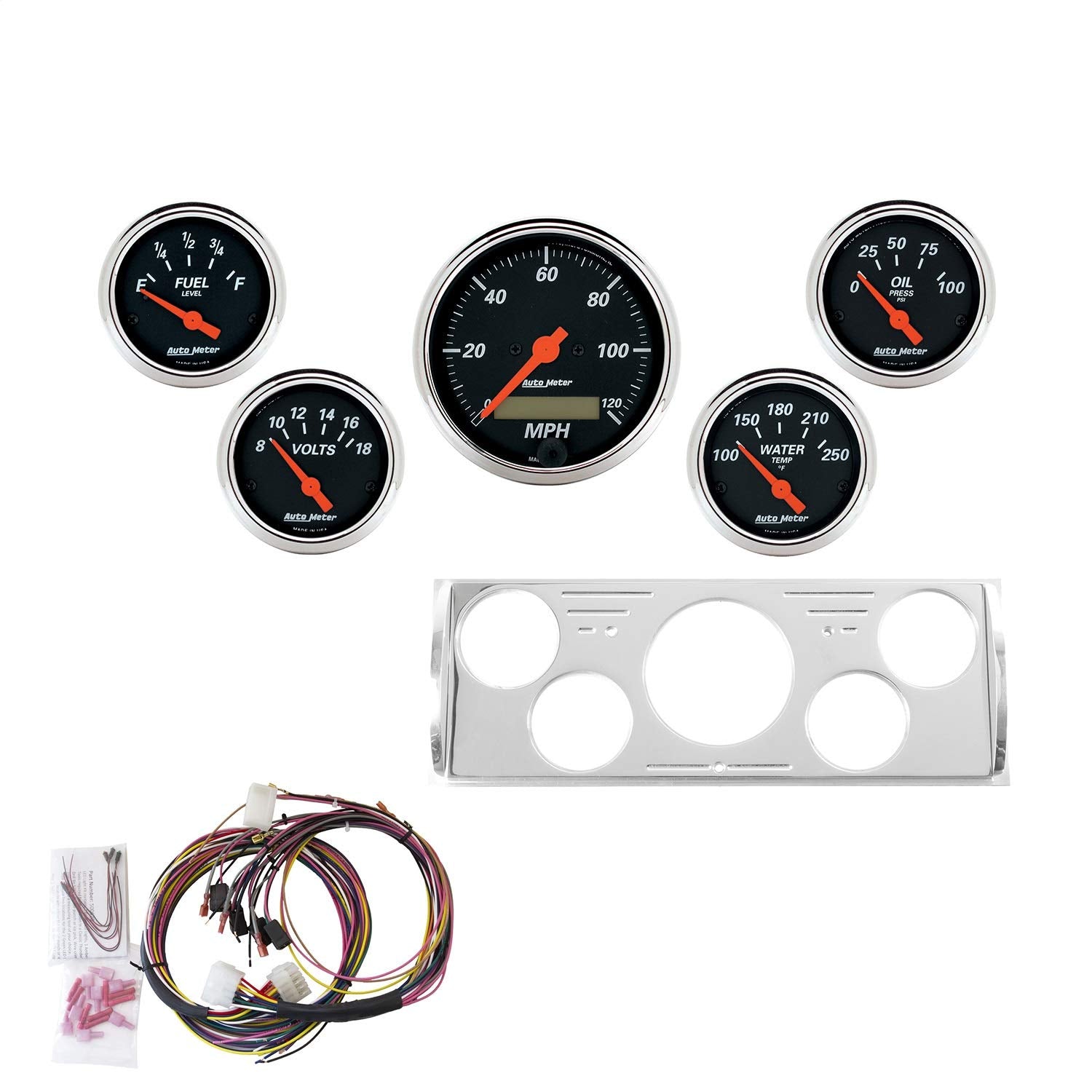 Gauge Kit AutoMeter 7057-DB, 5 Pc, Chevy Truck 40-46, Mph/Fuel/Oilp/Wtmp/Bat, Db
