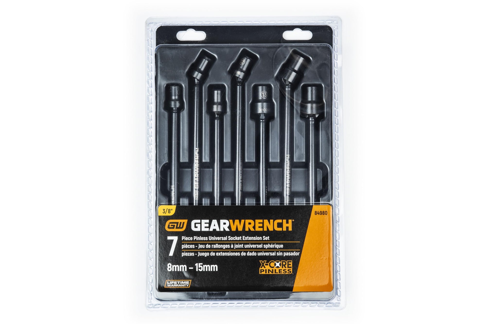 7 Pc. GEARWRENCH 3/8" Drive 6 Pt. x-Core Pinless Universal Impact Metric Extension Socket Set - 84980
