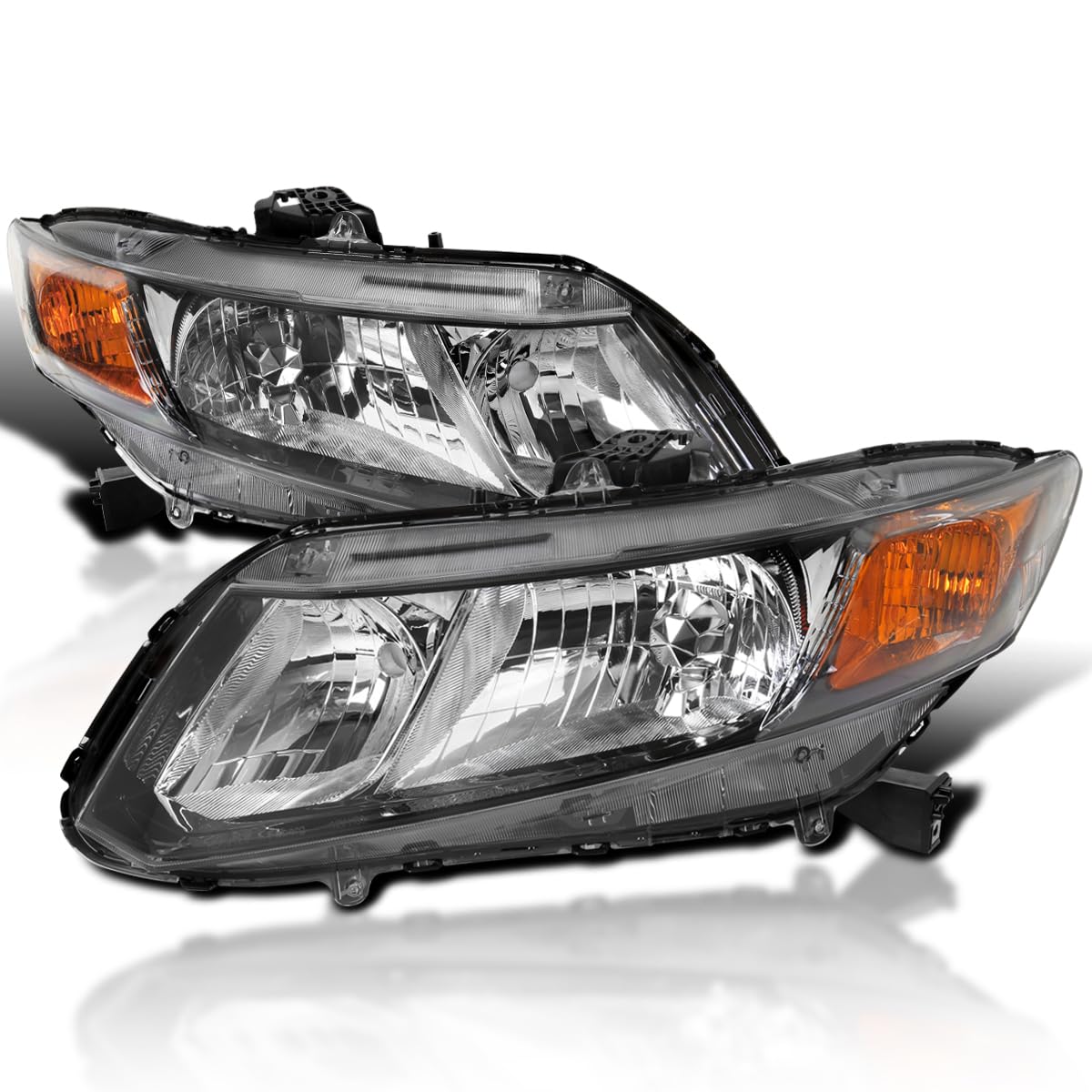 Black Headlights SPEC-D TUNING Compatible with 2012-2015 Honda Civic Sedan, 2012-2013 Civic Coupe L+R Pair Head Light Lamp Assembly