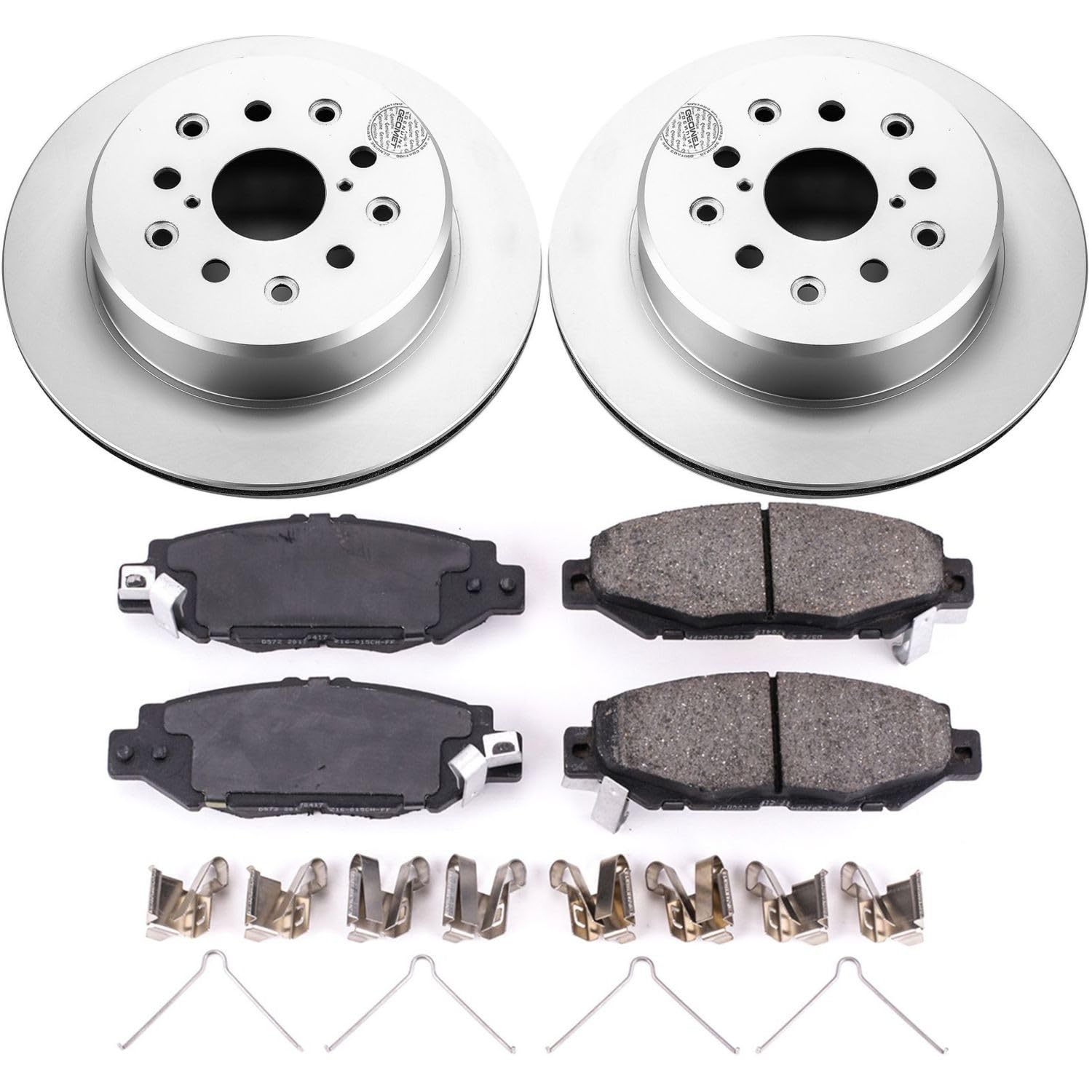 Power Stop Coated Brake Rotor and CRK1080 Ceramic Brake Pads- Rear For Lexus GS300 1993-1997, Toyota Supra 1993-1998 [Model Specific]