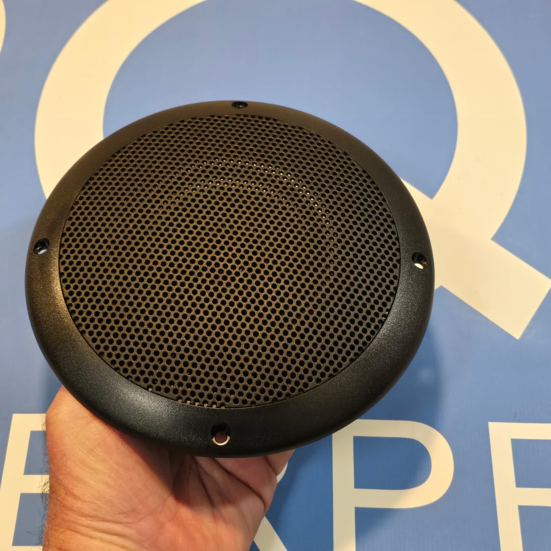 Eco60-4BK PQN Audio 6 inch Ultra Slim Waterproof Marine Speaker for RV, Camper, Cabinet and Golf Carts. Chemical and UV Resistant. Wall and Floor Mount Outdoor Speakers