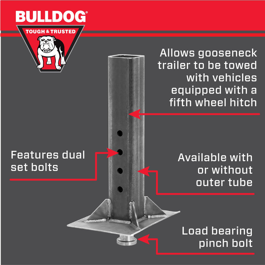 Gooseneck Coupler Bulldog Cases 0289650300, 2-5/16 in. Diameter, 30,000 lbs. Capacity, Square, Silver