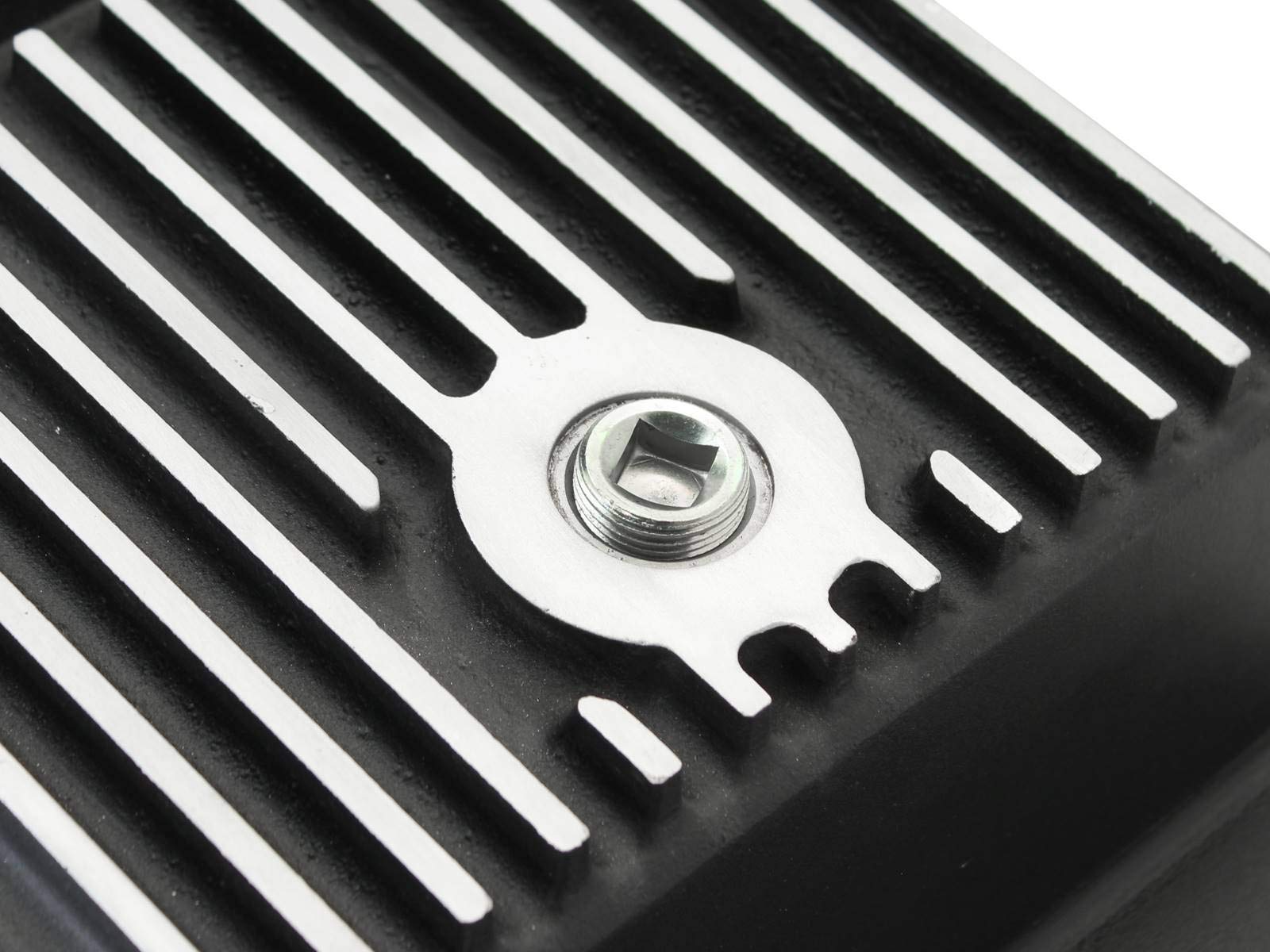 aFe Power 6R80 COV Trans Pan Ford Trucks, 09-15 2.7/3.5/5.0/6.2 Black Mach'd Fins Diff Covers 46-70172