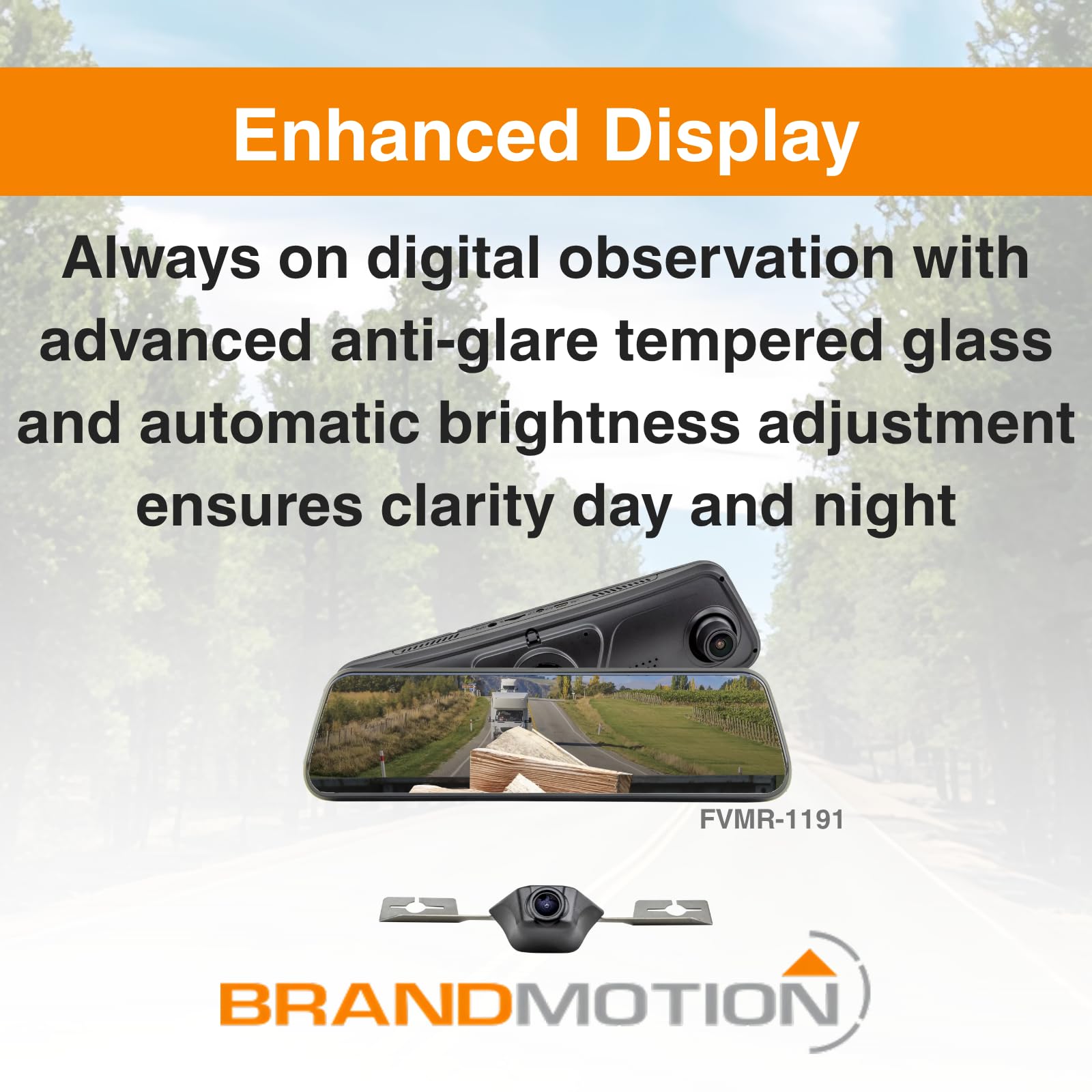 FullVUE Mirror Vision System Brandmotion FVMR-1191 fits 2019-2025 Silverado Sierra 1500 | Retains Standard Mirror Functionality with One Touch | Full Touchscreen for Easy Adjustments | Night Vision