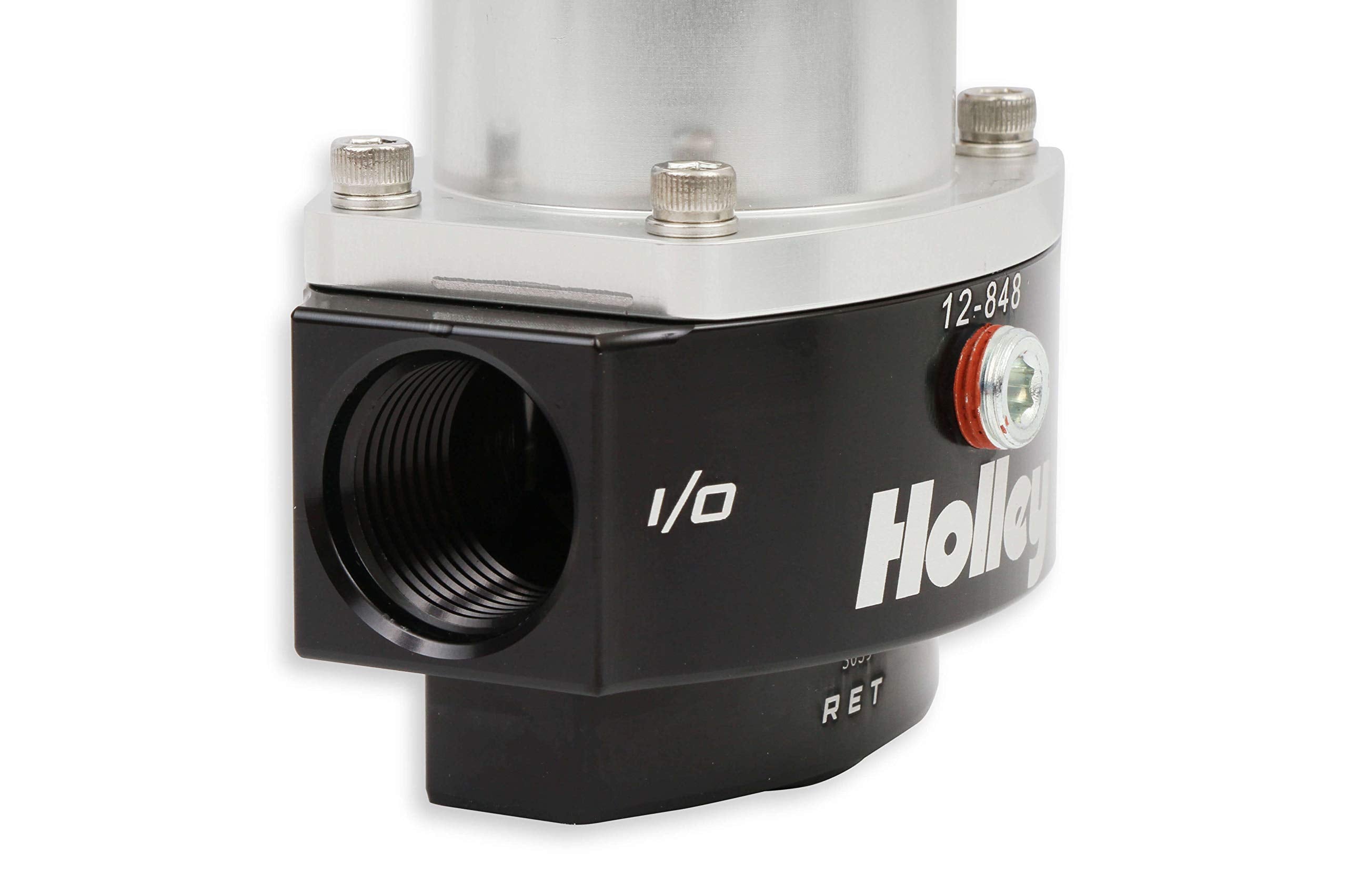 Holley 12-848 8AN Return 10AN Inlet / Outlet 40-70 PSI Billet Fuel Pressure Regulator, Black Anodized