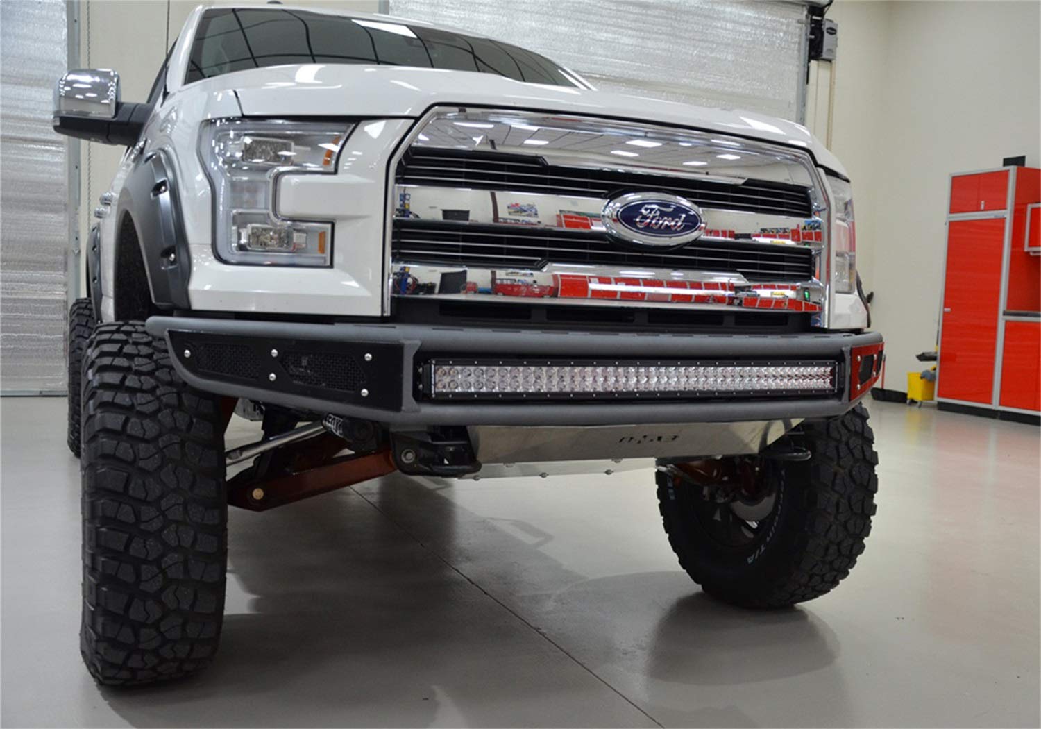 Textured Black N-Fab Bumper | 2 Piece w/ Skid Plate | F151MRDS-TX | Fits 2015-2017 Ford F-150