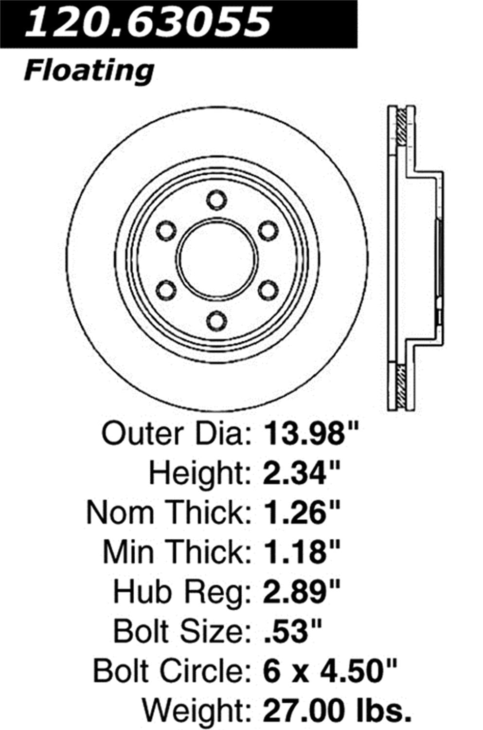 Sport StopTech Cross Drilled Brake Rotor; Front Right 128.63055R