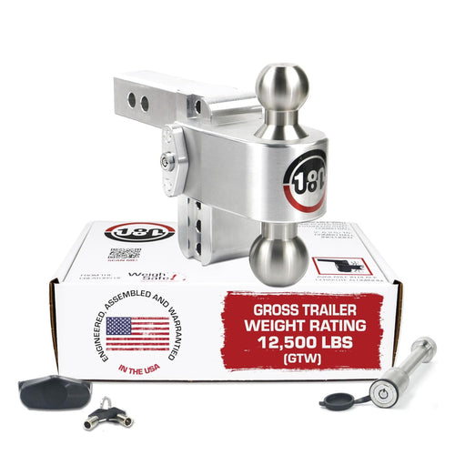 180-Degree Weigh Safe Trailer Hitch - Adjustable Trailer Hitch for Towing - Compatible with 2" Receivers - 4" Drop, Stainless Steel Tow Balls, 12,500 GTW, 2-Piece Lock Set