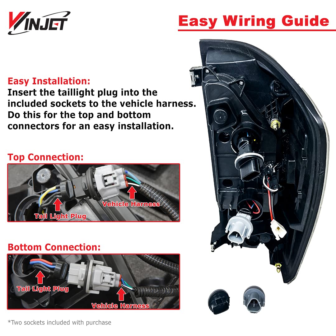 Off Road Series Winjet LED Tail Lights Assembly with Turn Signal for 2016-2022 Toyota Tacoma, Plug and Play, Black/Clear, 1 Pair