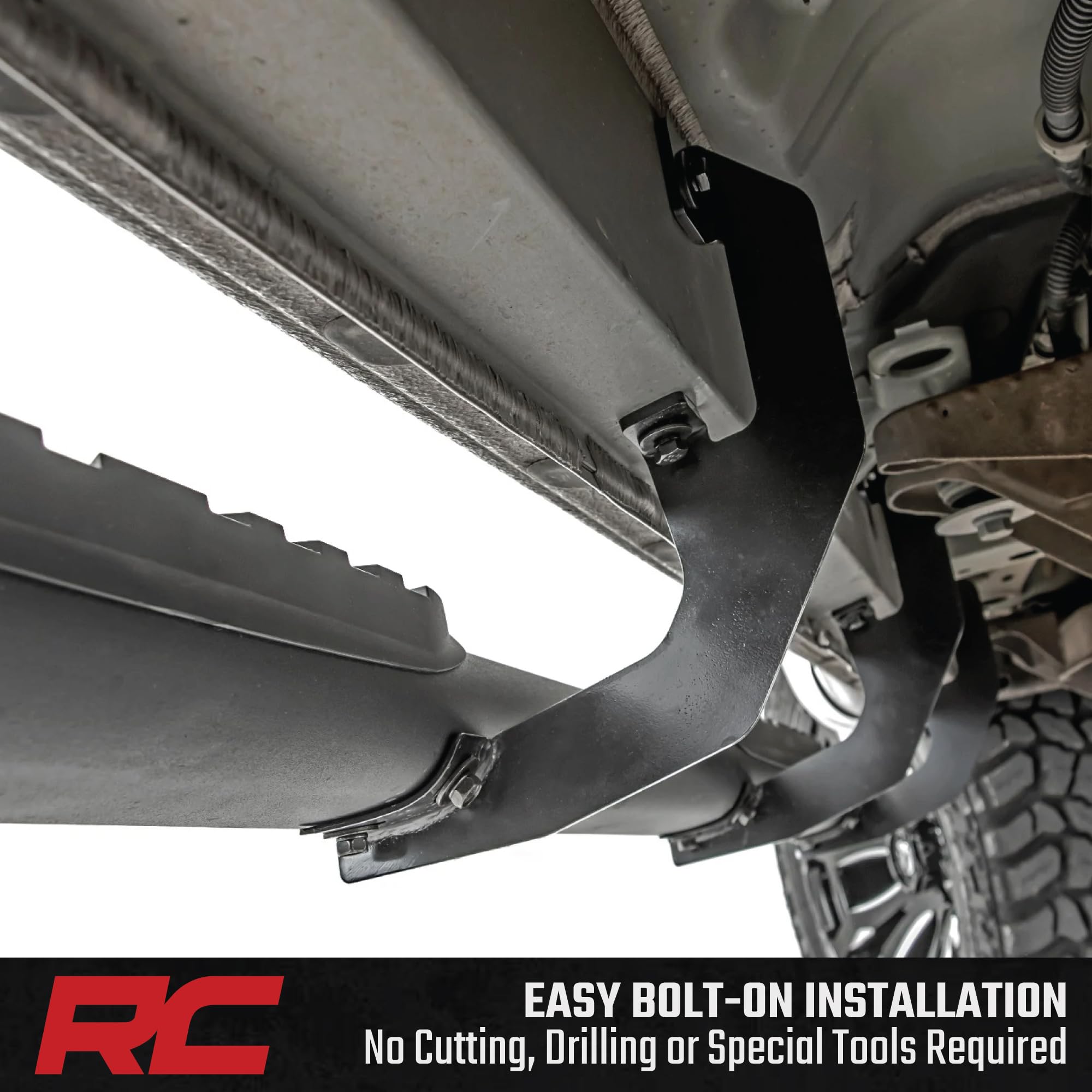 Rough Country Nerf Steps Oval for Chevy Silverado & GMC Sierra 1500/2500HD/3500HD Crew Cab (2019-2026) - OEM Style Rails with Built-in Side Steps