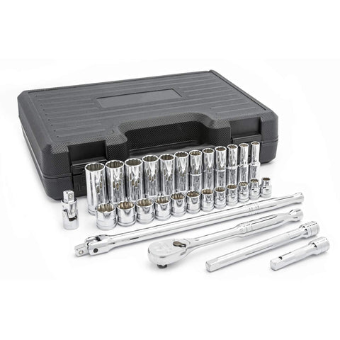 29 Pc. GEARWRENCH 3/8" Drive 12 Pt. Standard & Deep Mechanics Tool Set, Metric - 80692