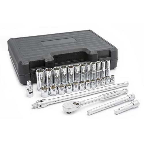 29 Pc. GEARWRENCH 3/8" Drive 12 Pt. Standard & Deep Mechanics Tool Set, Metric - 80692
