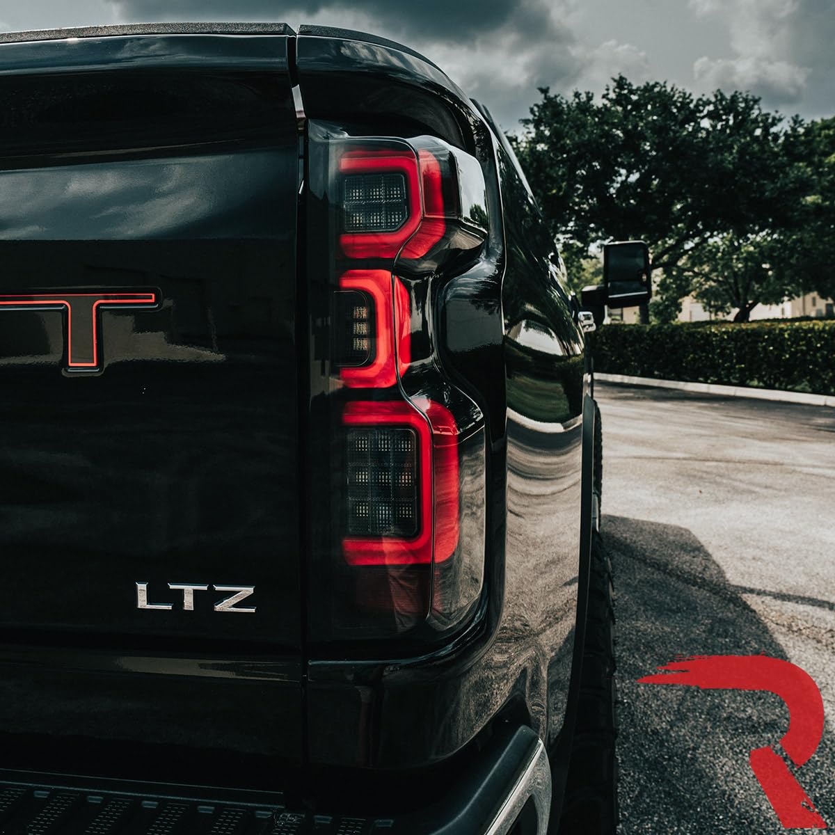 RECON - Fits 19-25 Silverado 1500 & 20-23 2500/3500 OLED Premium Tail Lights Ultra Bright Running Lights (Replaces Factory/OEM LED Tail Lights Only) Dark Smoked Red Lens