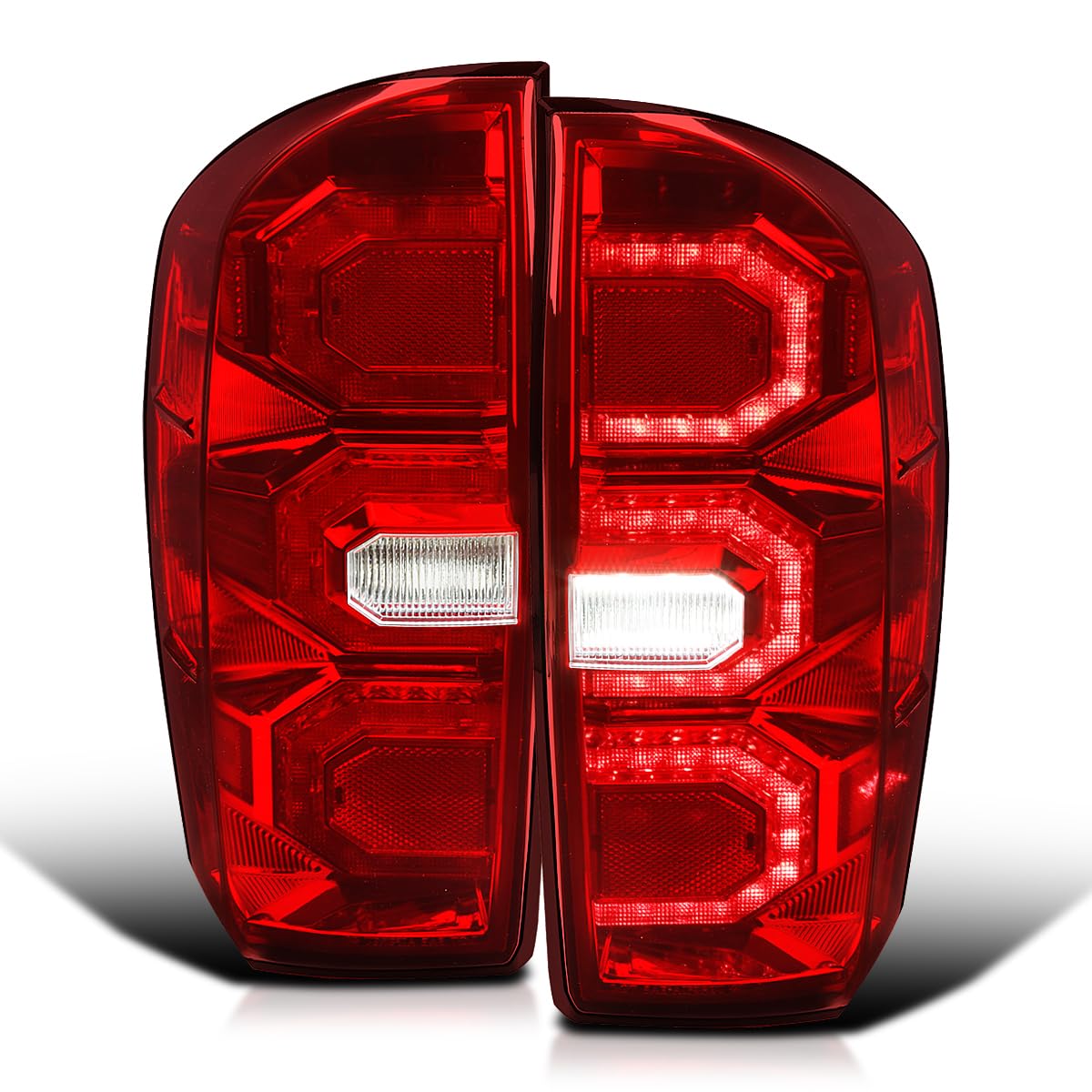Spec-D Tuning Tail Lights Red LED w/Sequential DRL Strips Compatible with 2016-2022 Toyota Tacoma, Left + Right Pair Assembly