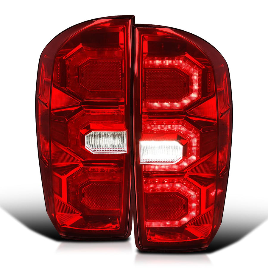 Spec-D Tuning Tail Lights Red LED w/Sequential DRL Strips Compatible with 2016-2022 Toyota Tacoma, Left + Right Pair Assembly