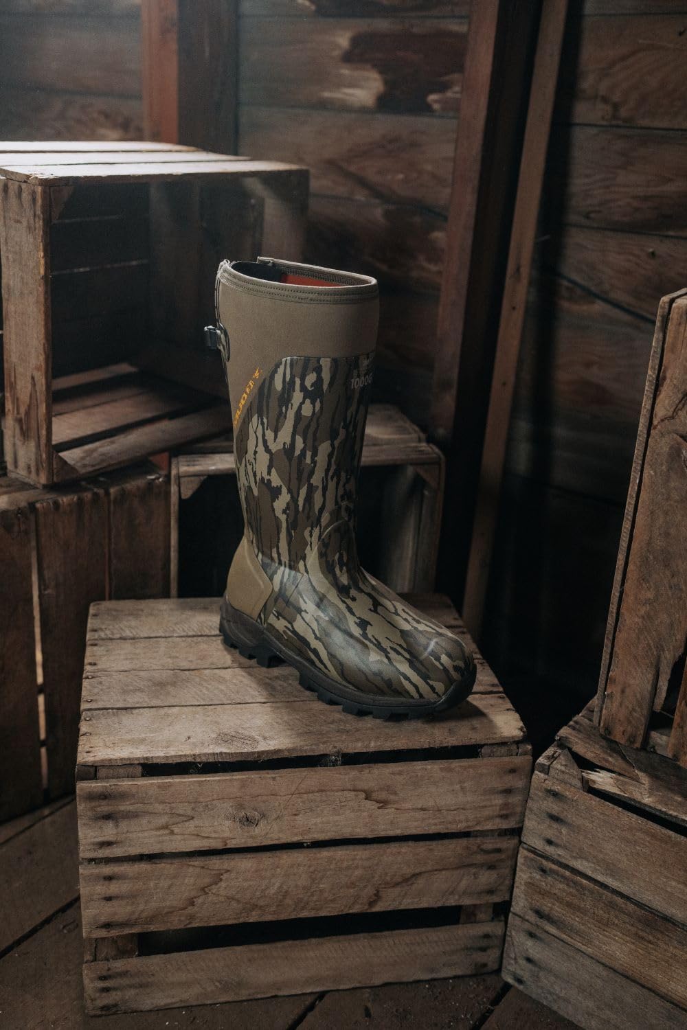 Muddy Outdoors 17" DV8 1000 Gram Insulated Rubber Boots Rubber Mossy Oak Bottomland Men's 12 D