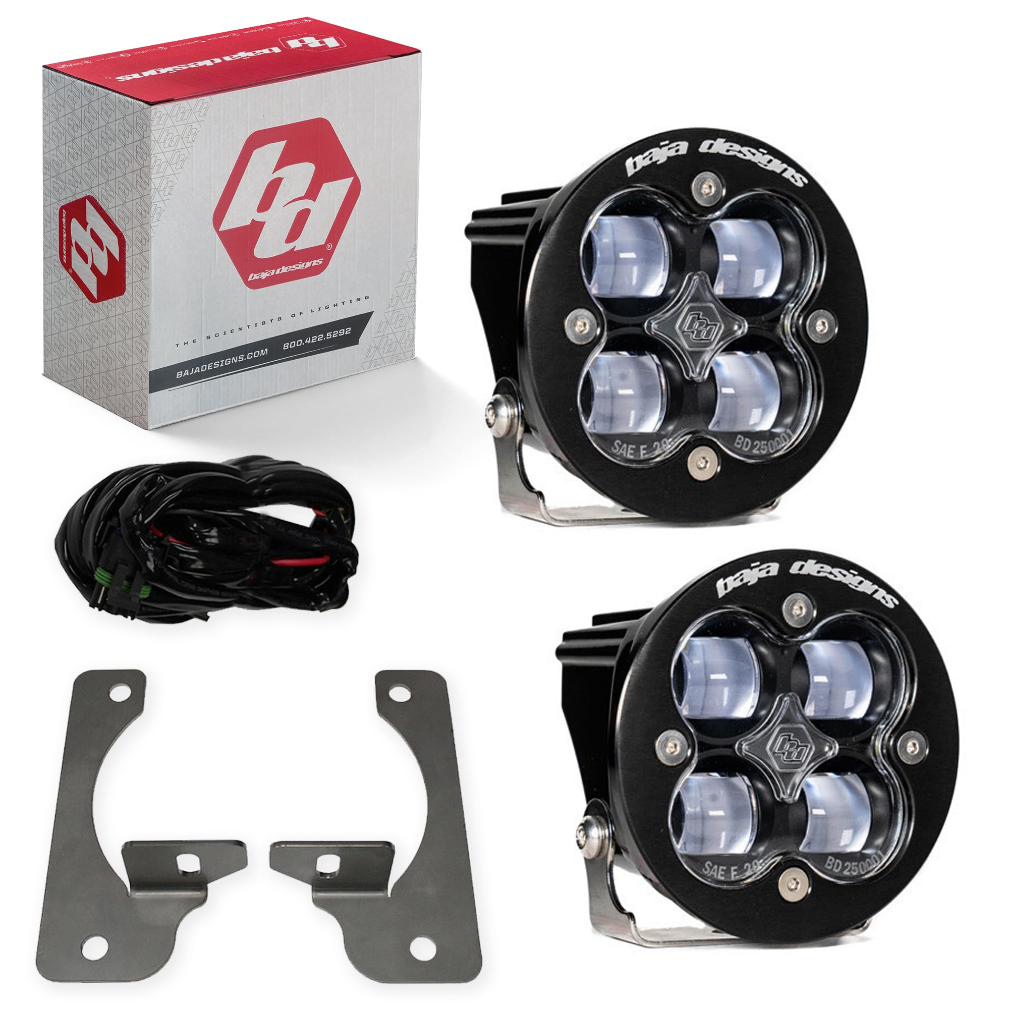 Baja Designs Fog Pocket LED Light Kit Squadron-R fits Jeep Wrangler JK 2007-09 for Premium OEM Bumper (Clear)