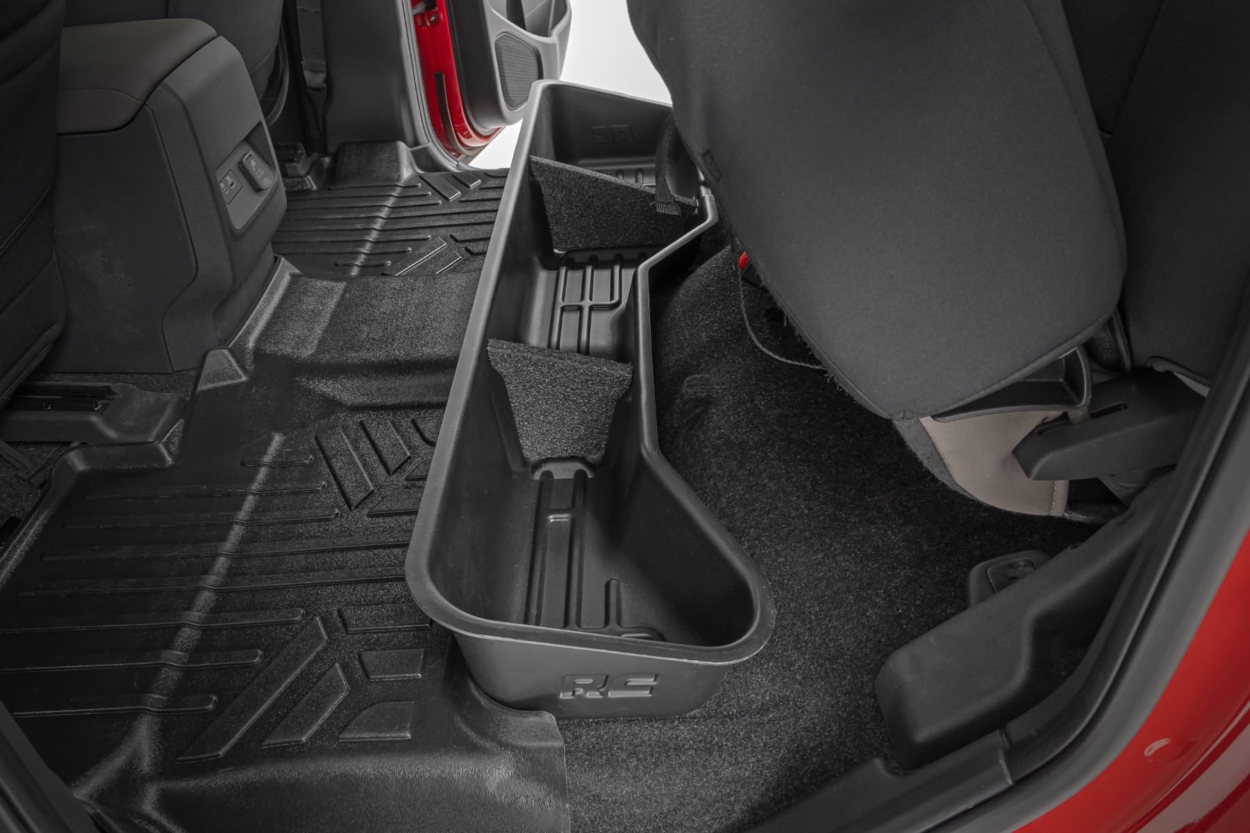 Under Seat Storage Rough Country for Nissan Frontier Crew Cab (2005-2025) - Custom-Fit Rear Underseat Tray Organizer, Secure Hidden Storage Box for Tools & Gear