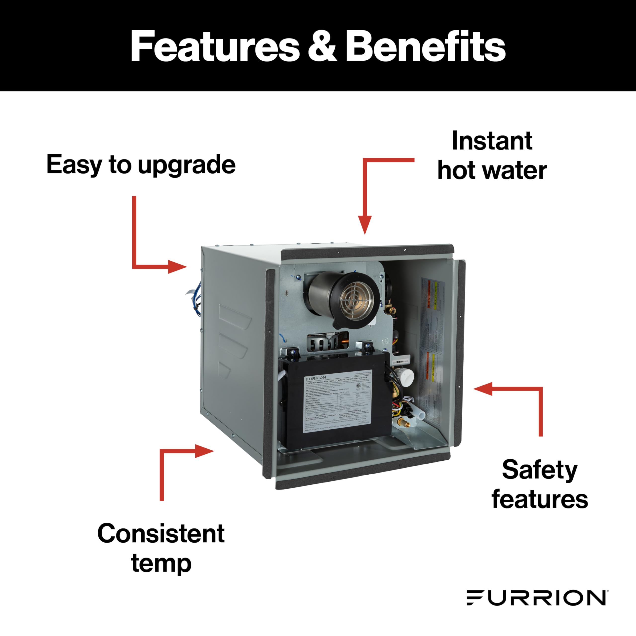 Gas Tankless Water Heater with Antifreeze Protection- 2.4GPM, White