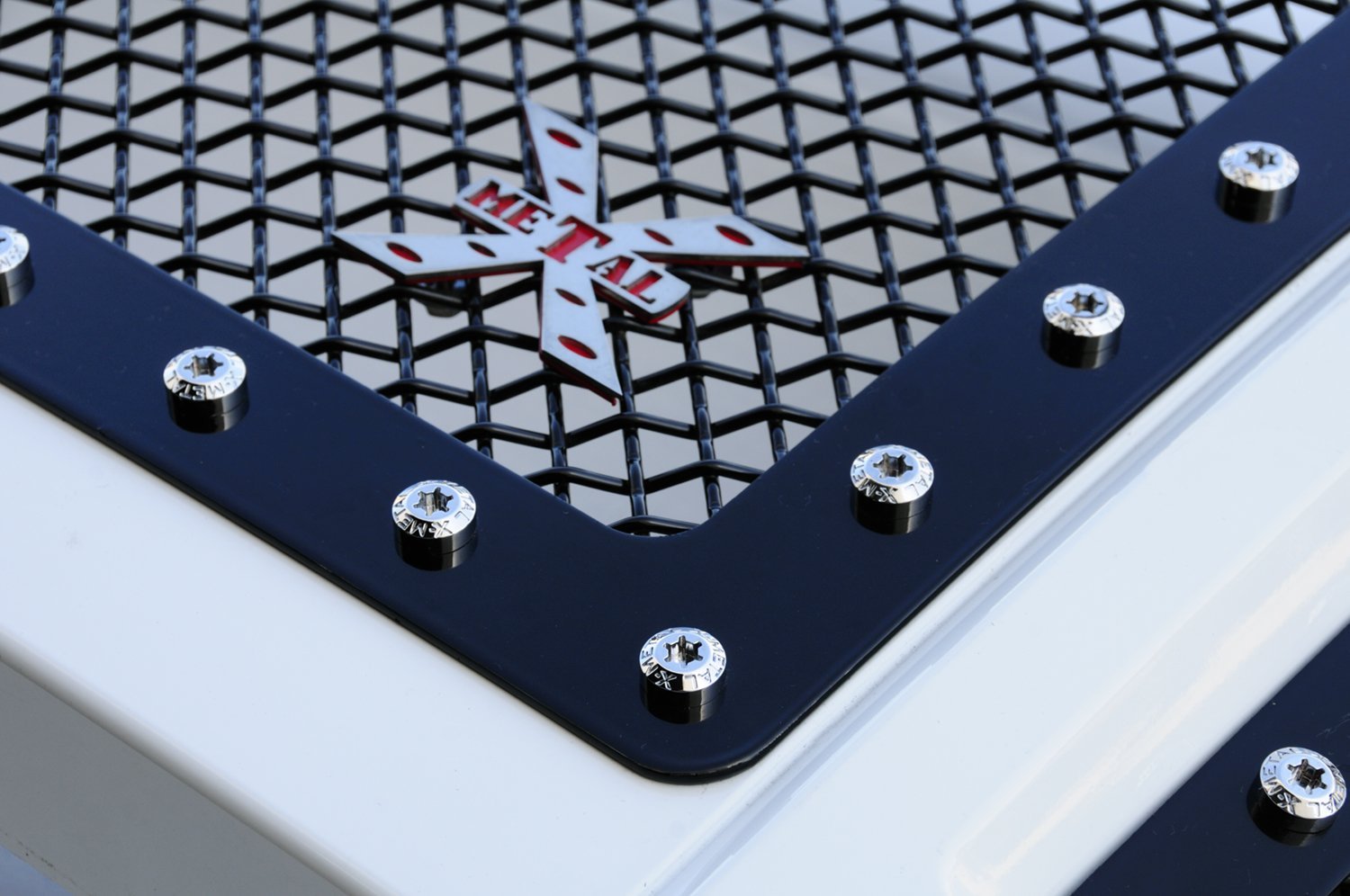 2007-2010 Silverado HD T-Rex Grilles X-Metal Grille, Black, 2 Pc, Overlay, Chrome Studs - PN #6711121