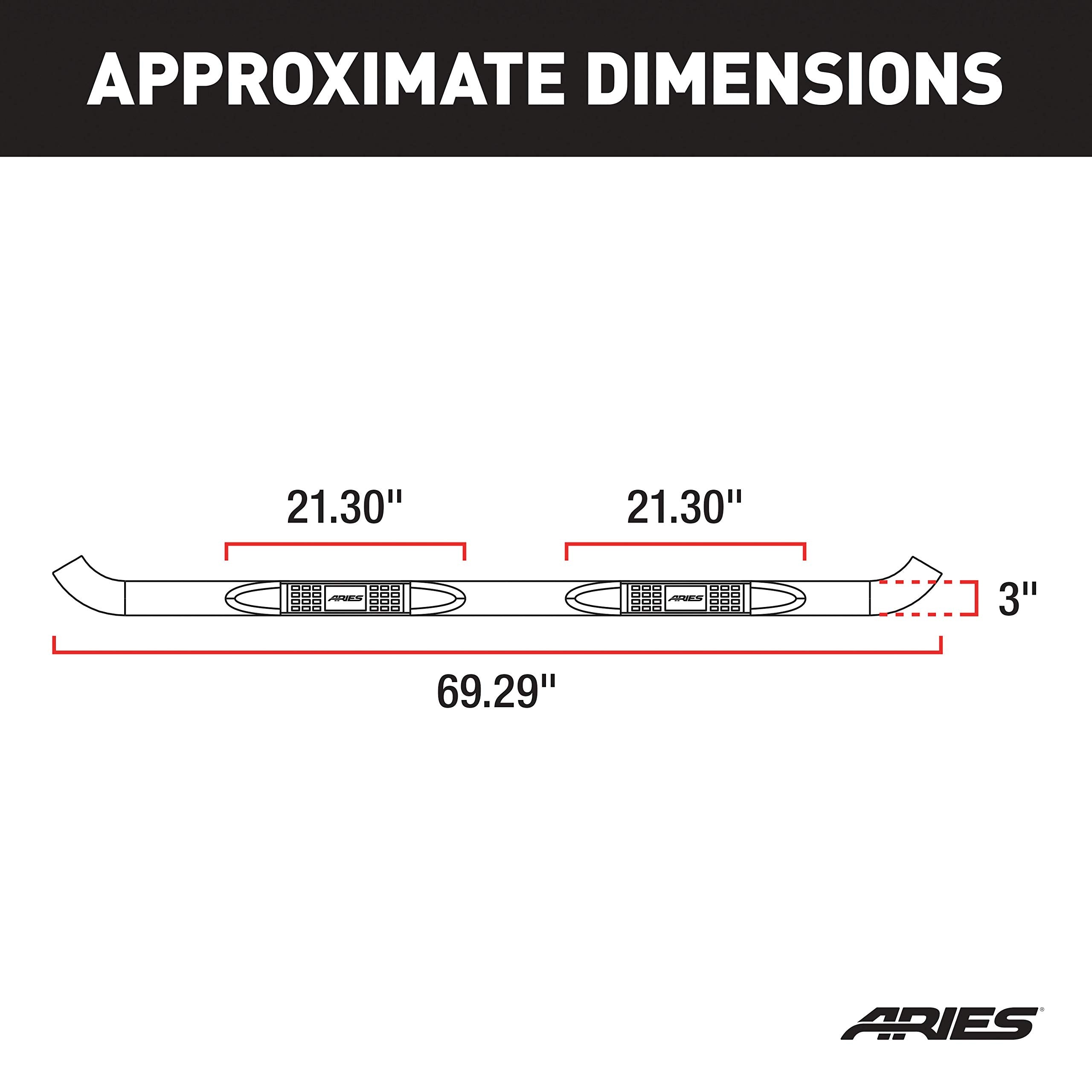 3-Inch Round Black Steel ARIES Nerf Bars, No-Drill, Fits Select Toyota 4Runner