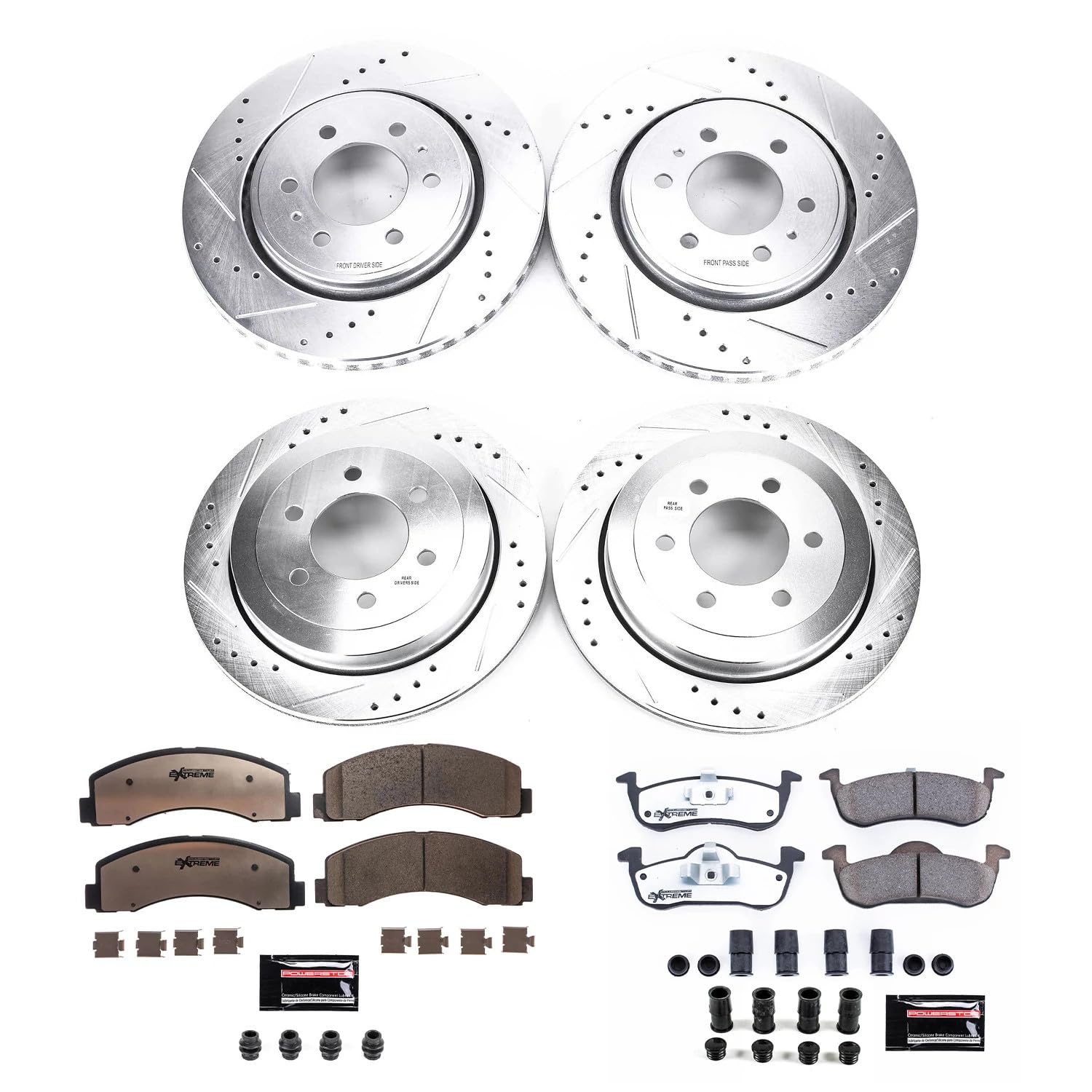 Power Stop Brake Kit Front and Rear For 2010 2011 2012 2013 2014 2015 2016 2017 Ford Expedition - Truck & Tow Carbon Fiber Ceramic Pads & Drilled and Slotted Rotors Replacement, K5577-36