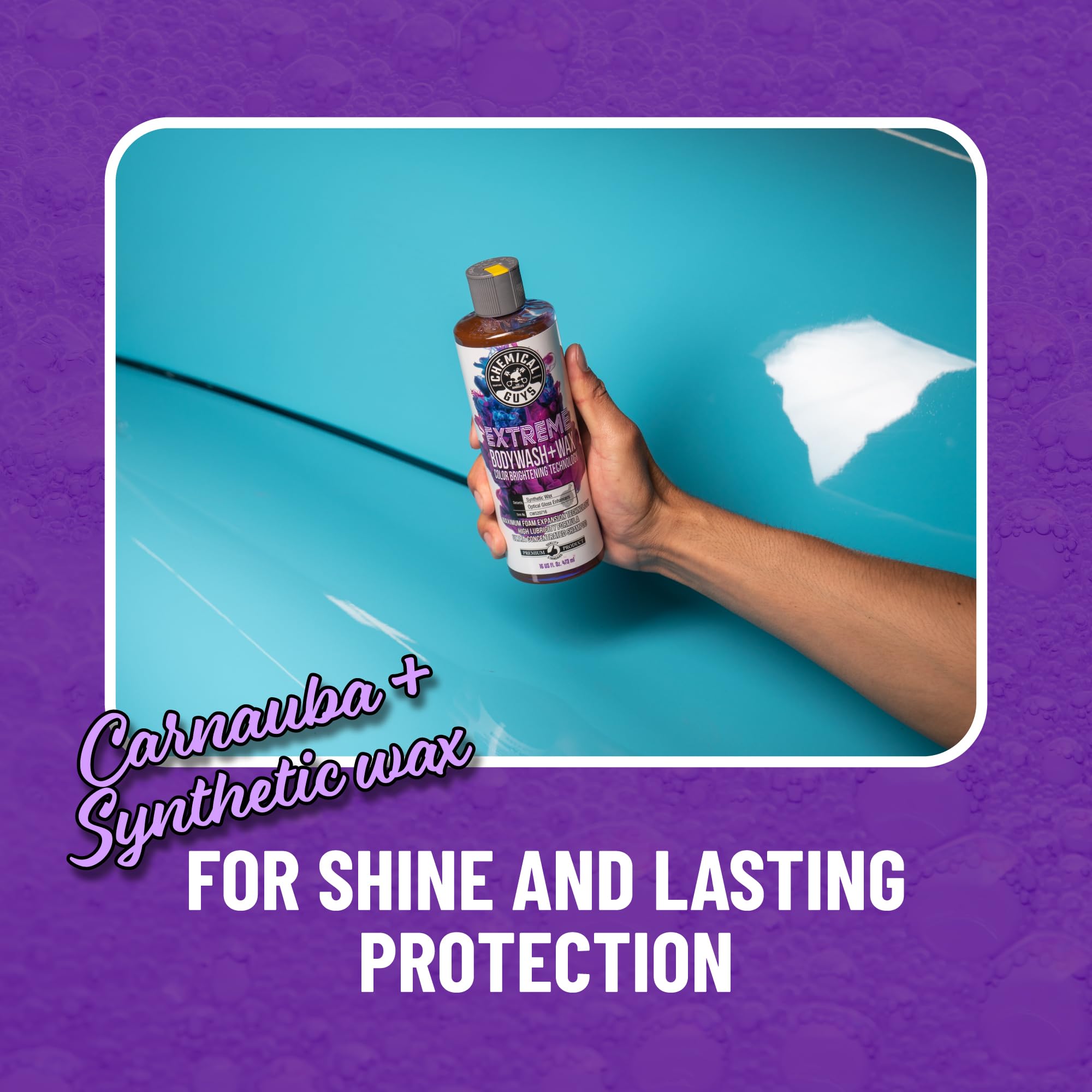Chemical Guys Foaming Car Wash Soap Extreme Bodywash & Wax - Soap for Foam Cannons, Foam Guns, or Bucket Washes for Cars, Trucks, Motorcycles, RVs, and More, Grape Scent - 16 oz