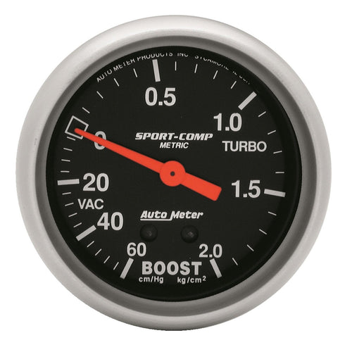Auto Meter Sport-Comp 3401-J Mechanical Metric Boost/Vacuum Gauge