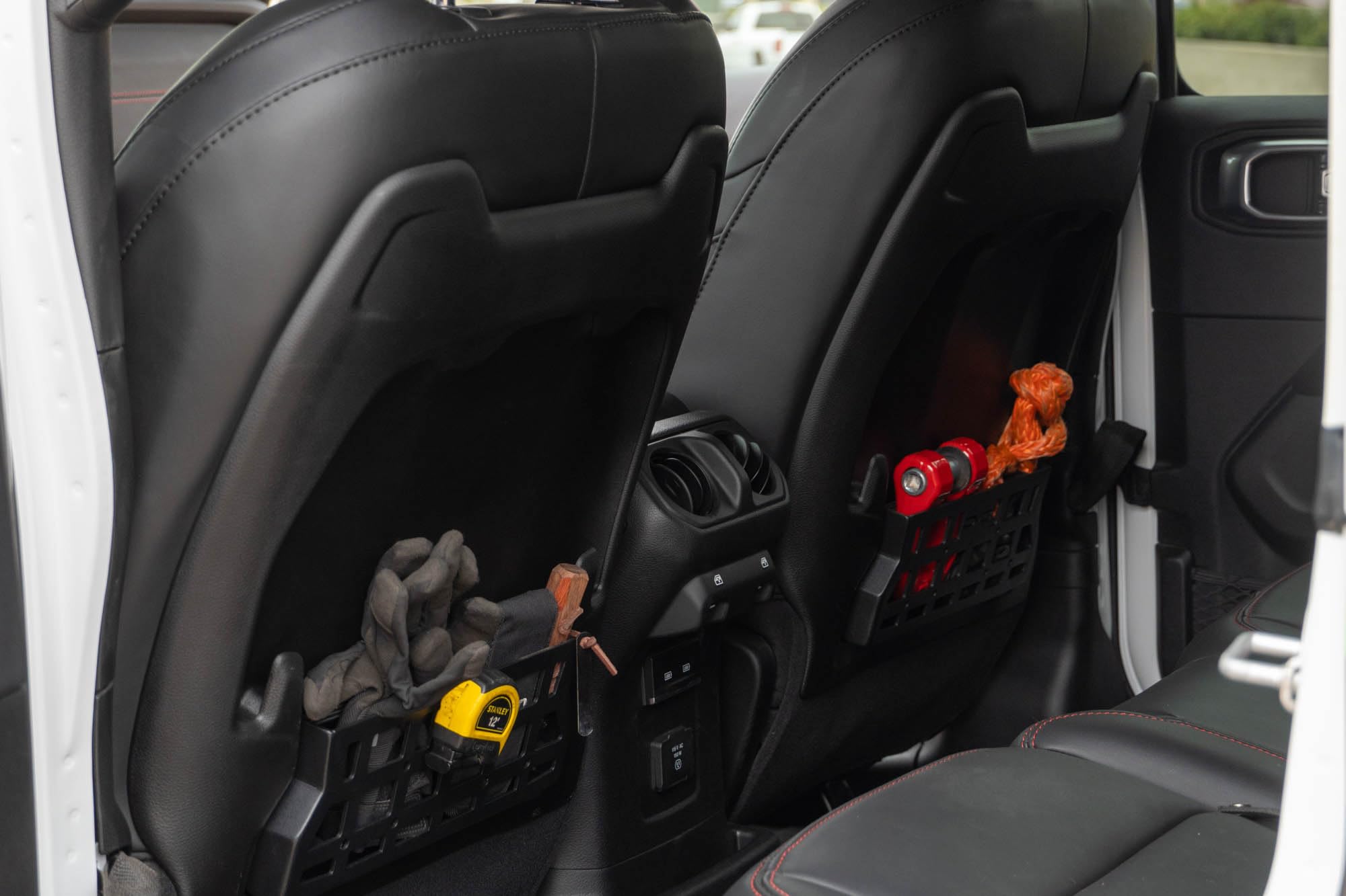 Molle Pockets for DV8 Offroad Seat Back 2018-2025 Jeep Wrangler & Gladiator Rubicon/Mojave | Replaces the Weak Factory Netting | Molle Design for Mounting Gear & Accessories | Black Powder Coat