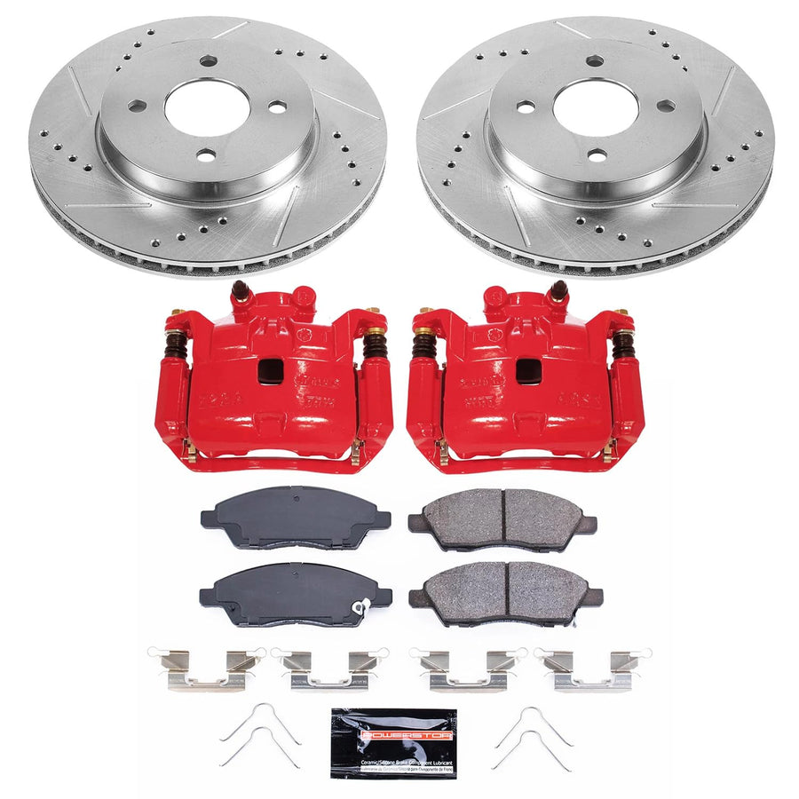 Power Stop Z23 Evolution Front Brake Caliper Kit KC6096- Brake Rotors, Carbon-Fiber Ceramic Brake Pads, Brake Calipers
