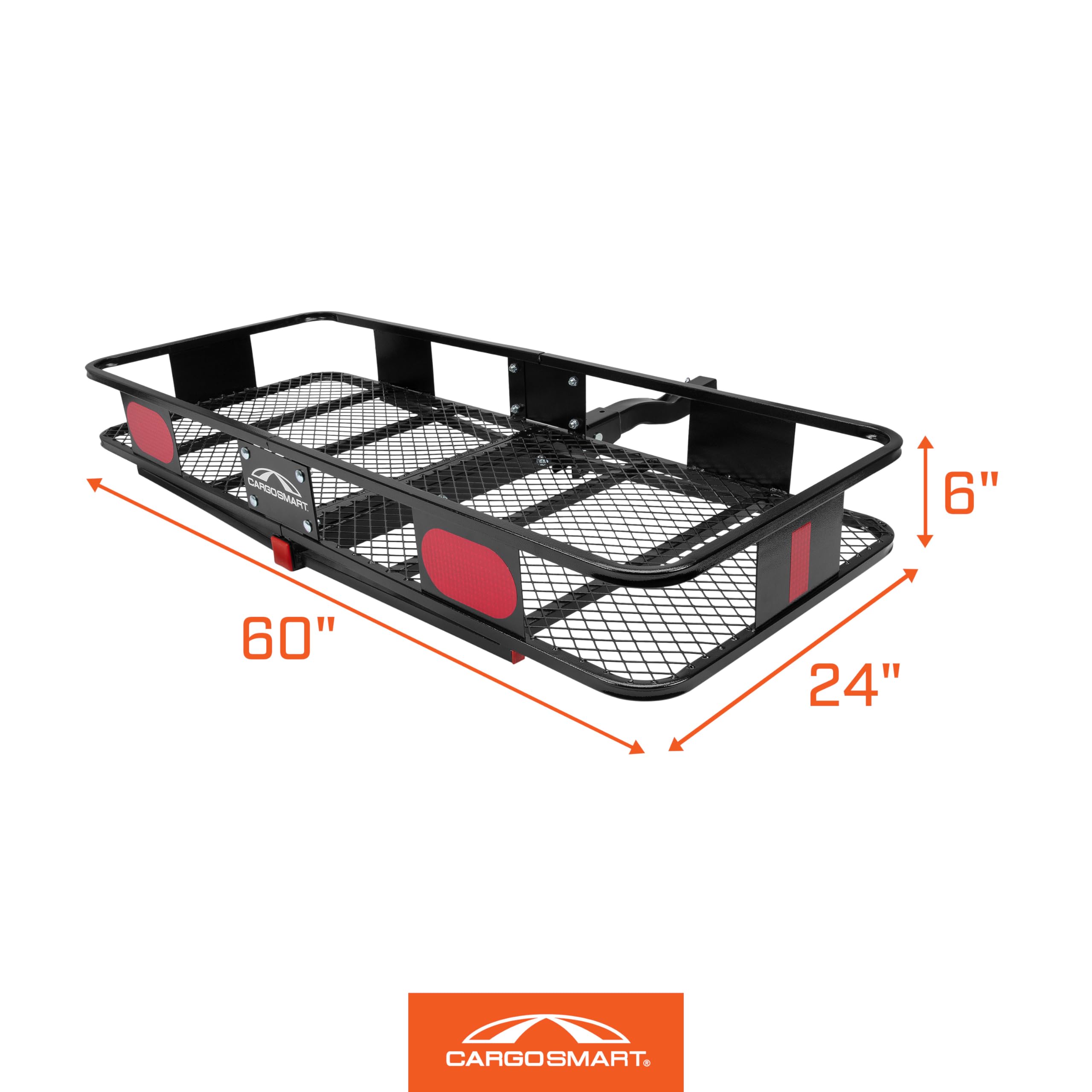 60 in. x 24 in. Cargo Tray Carrier Folding CARGOSMART with 6 in. High Side Rails for 2 in. Receivers, 500 lb. Capacity