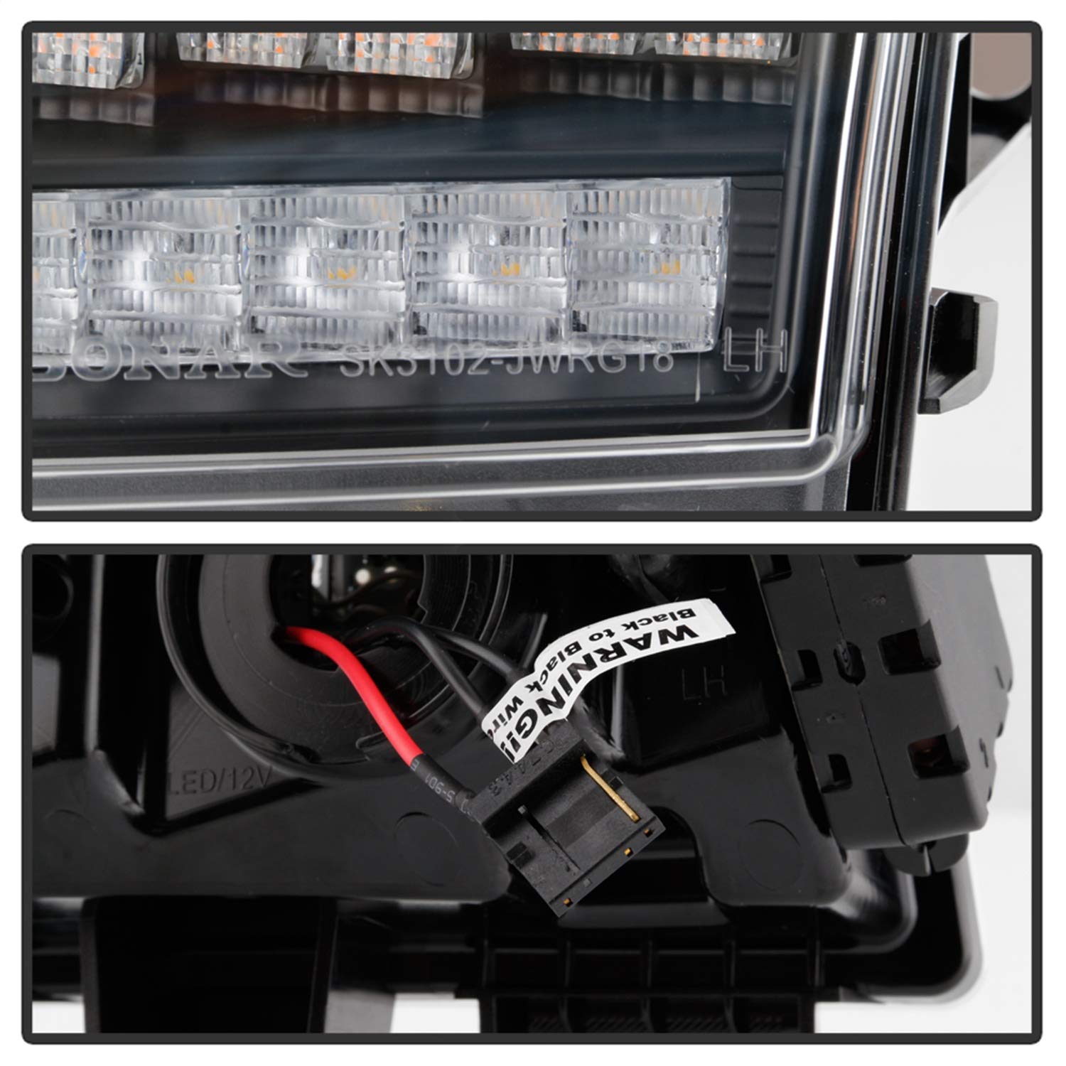 Jeep Wrangler 2018-2019 Spyder 5086785 ( Halogen Model Only Do Not Fit LED Model ) Full LED Front Bumper Lights - Sequential Signal - Black
