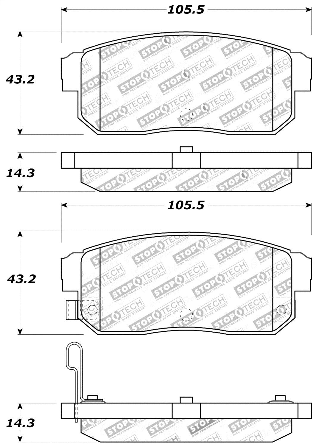 Sport Brake Pads StopTech 309.10080 with Shims and Hardware