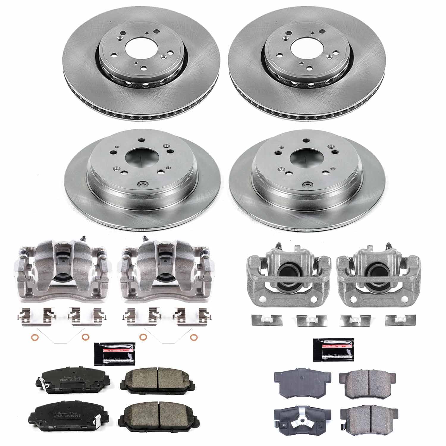 Power Stop KCOE6939 Brake Caliper Kit Replacement Front and Rear - Brake Rotor, Brake Pads & Calipers For Acura RDX 2013-2018 [Model Specific]
