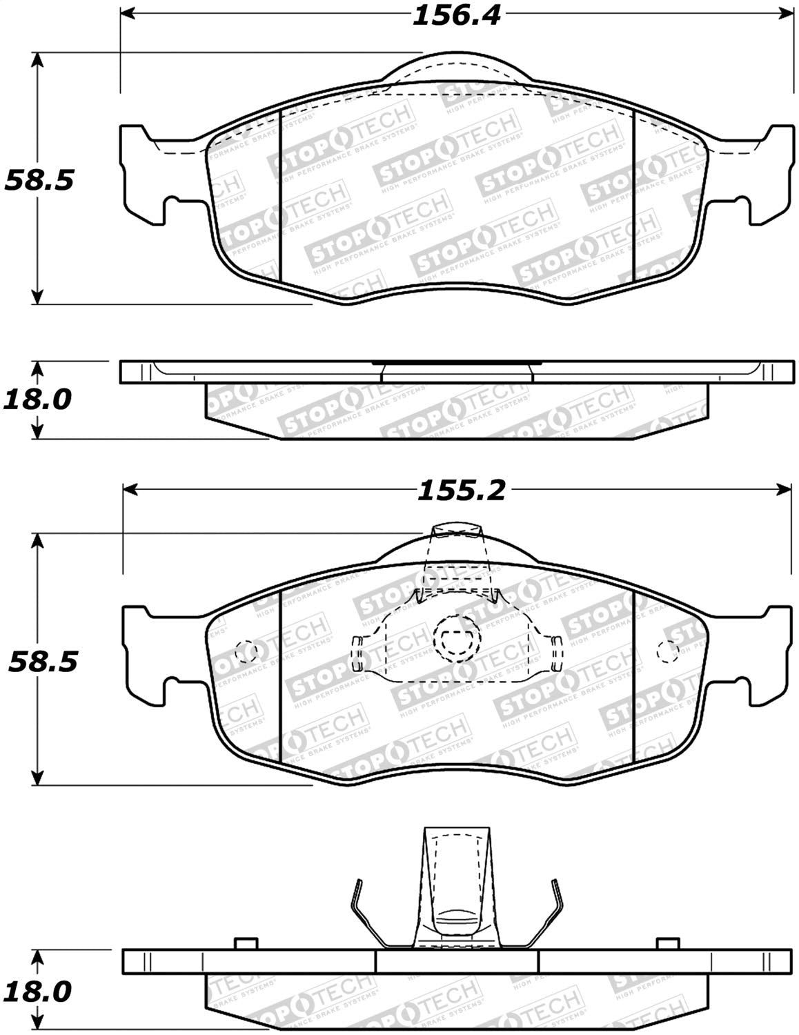 Front StopTech 308.06480 Brake Pads with Shims and Hardware Street