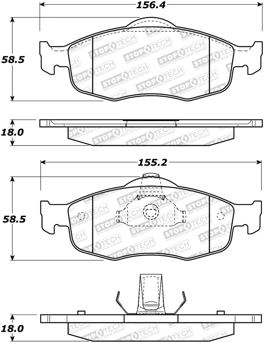 Front StopTech 308.06480 Brake Pads with Shims and Hardware Street