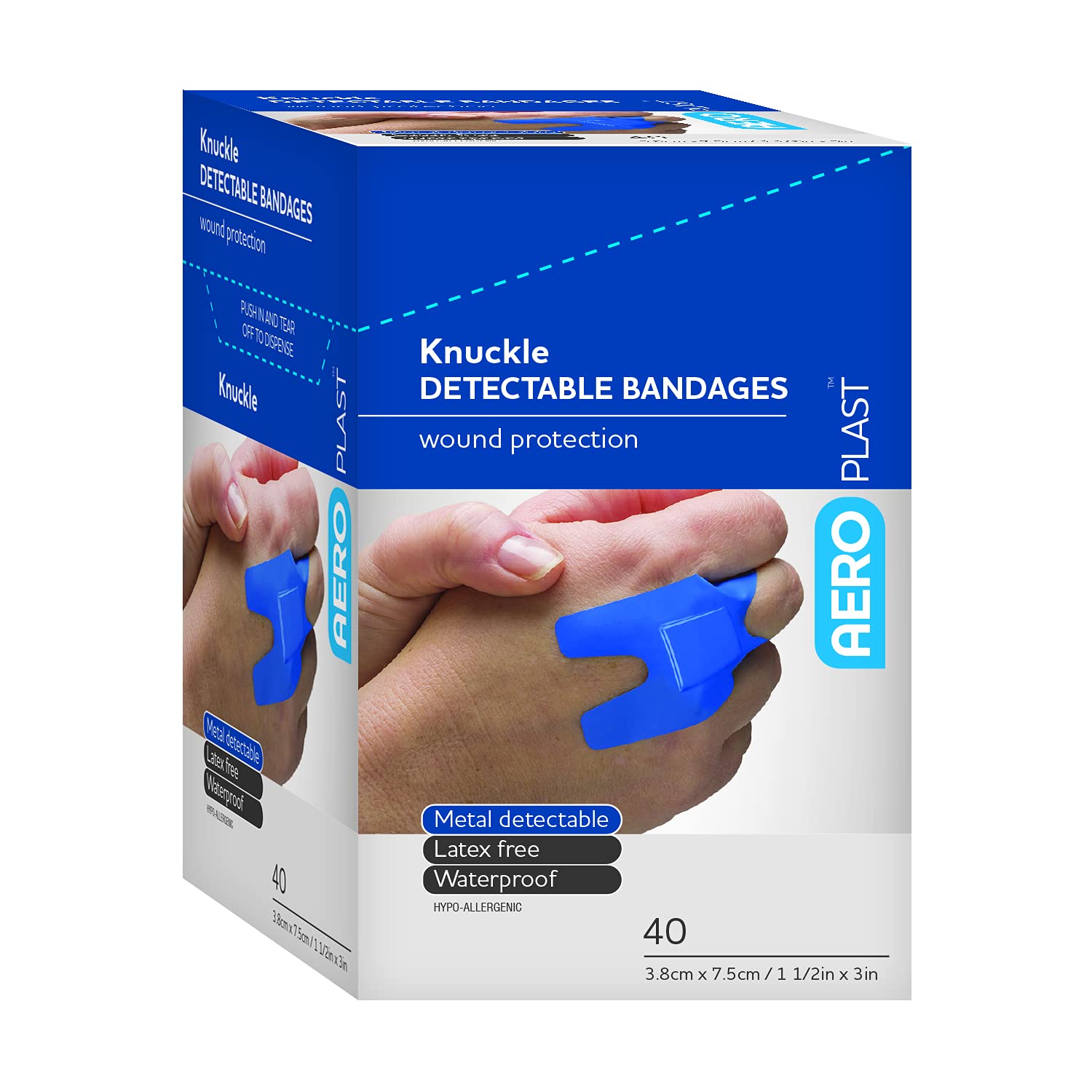 AEROPLAST Aero Healthcare AD1003US Detectable Knuckle Bandages 40/Box, Pack of 1