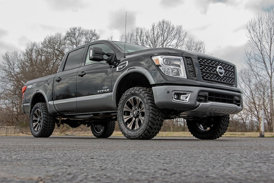 3" Rough Country Suspension Lift Kit for Nissan Titan 4WD (2017-2023) - N3 Struts & N3 Rear Shocks, Silver Control Arms