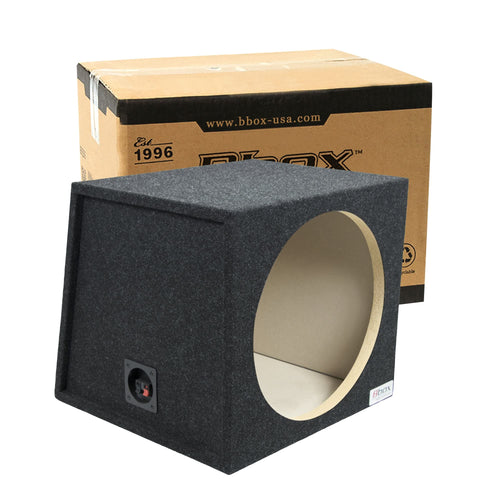 Single Bbox Sealed 15 Inch Subwoofer Enclosure - Car Subwoofer Boxes & Enclosures - Premium Subwoofer Box Improves Audio Quality, Sound & Bass - Red & Black Spring Terminals - Charcoal