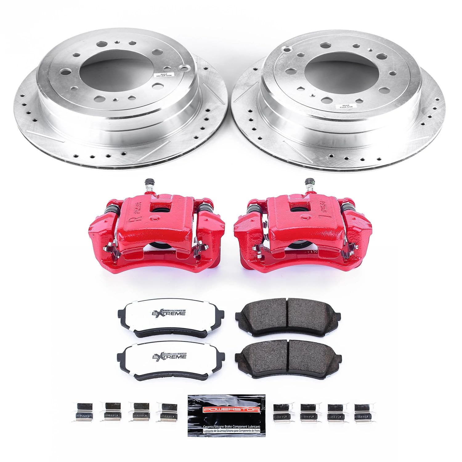 Power Stop Z36 KC1134-36 Truck & Tow Rear Caliper Kit- Brake Rotors, Brake Pads and Brake Calipers For Lexus LX470 1998-2007, Toyota Land Cruiser 1998-2007 [Model Specific]