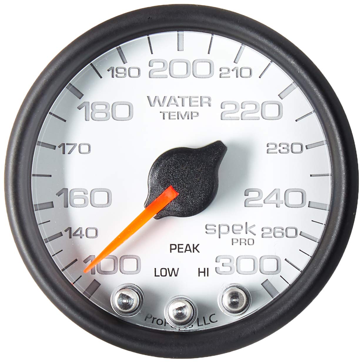 Gauge AUTO METER P34612 Water Temp (Spek-Pro 2 1/16", 300ºf, Stepper Motorwith Peak & Warn, Wht/Blk, Spek-Pro)