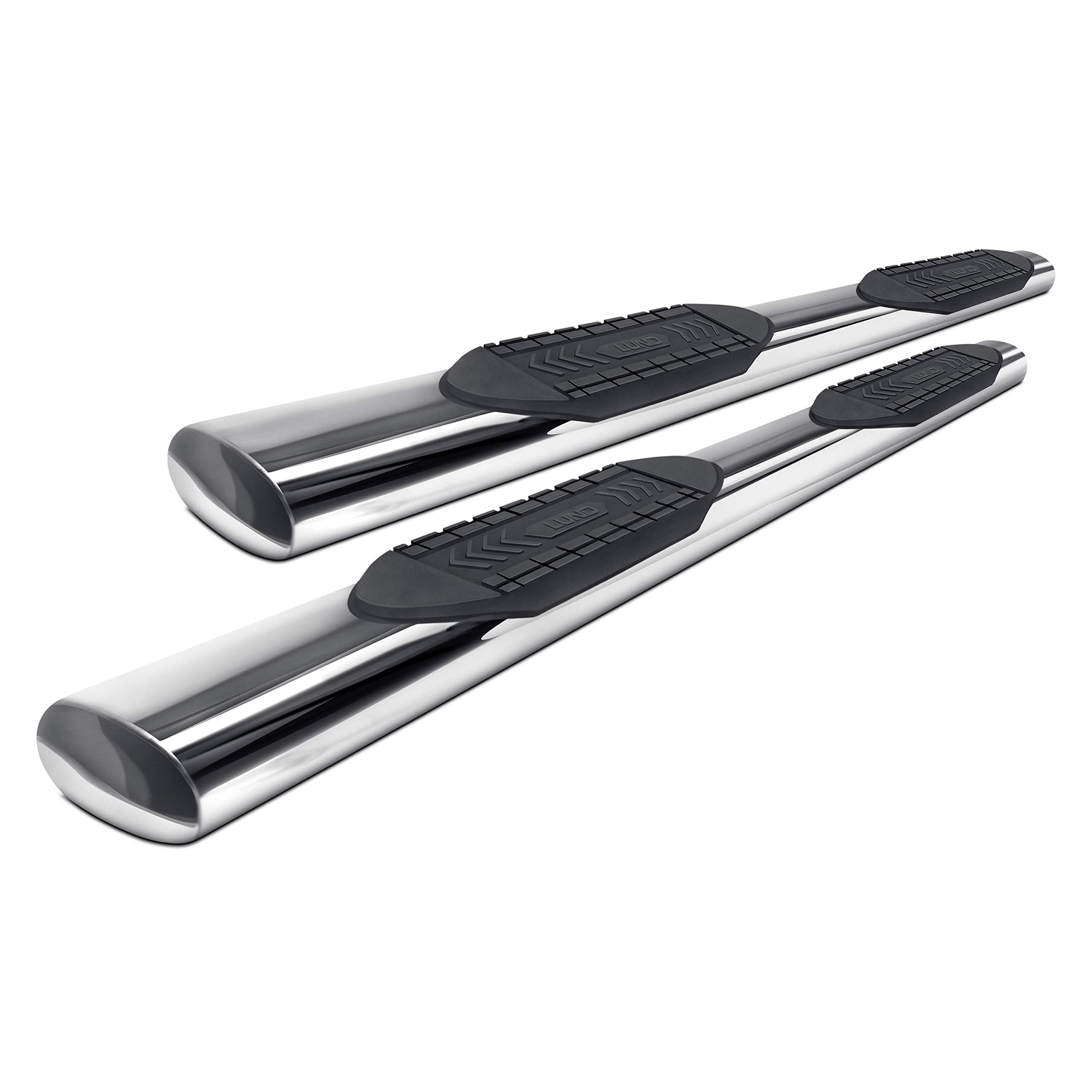 Lund 24310568 Double Polished Stainless Steel 6" Oval Straight Nerf Bars for 2019 Silverado 1500 Extended Cab, Rocker Panel Mount
