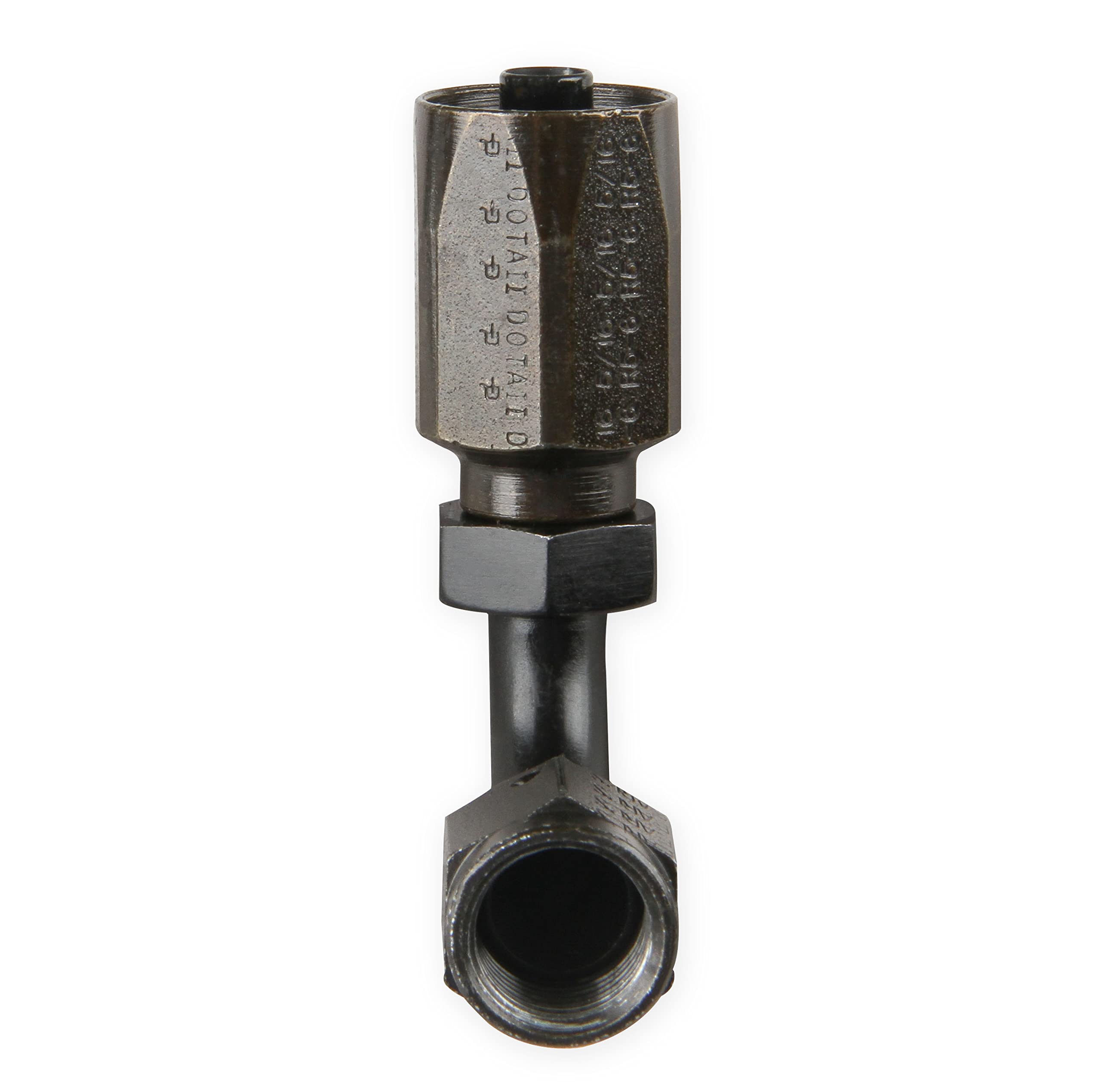Power Steering Hose End Earl's -6 90 Deg. Black Chromate