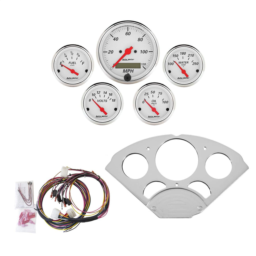 Gauge Kit AutoMeter 7033-AW, 5 Pc, Chevy Car 55-56, Mph/Fuel/Oilp/Wtmp/Bat, Aw